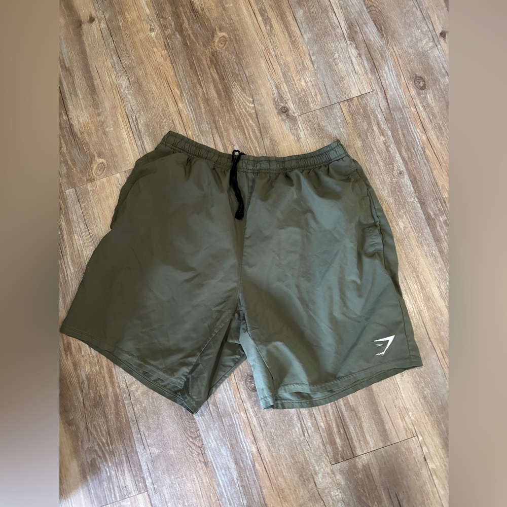 Gymshark Men's Olive Green Athletic Shorts